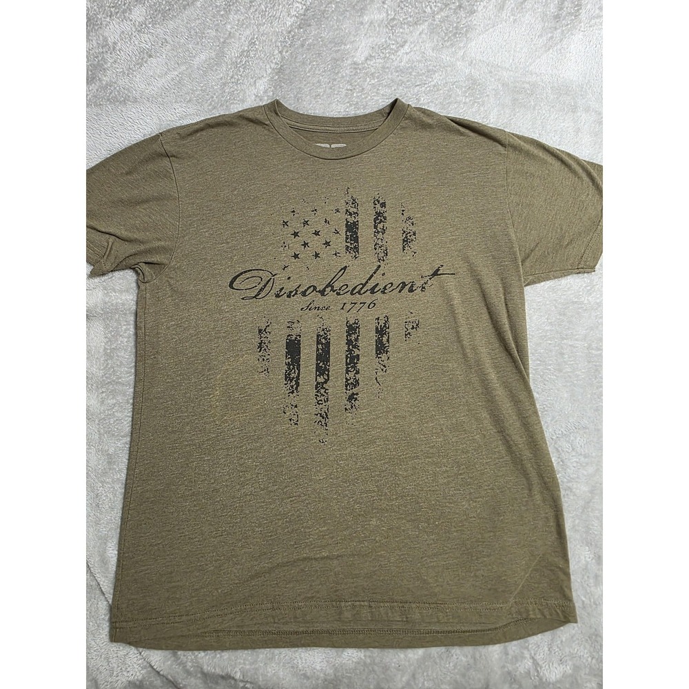BC Limited Shirt Mens Large Green Disobedient USA Flag Patriotic Graphic Tee